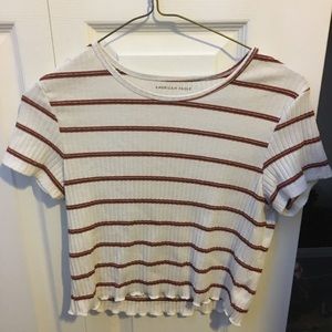 White Striped Crop Top Tee